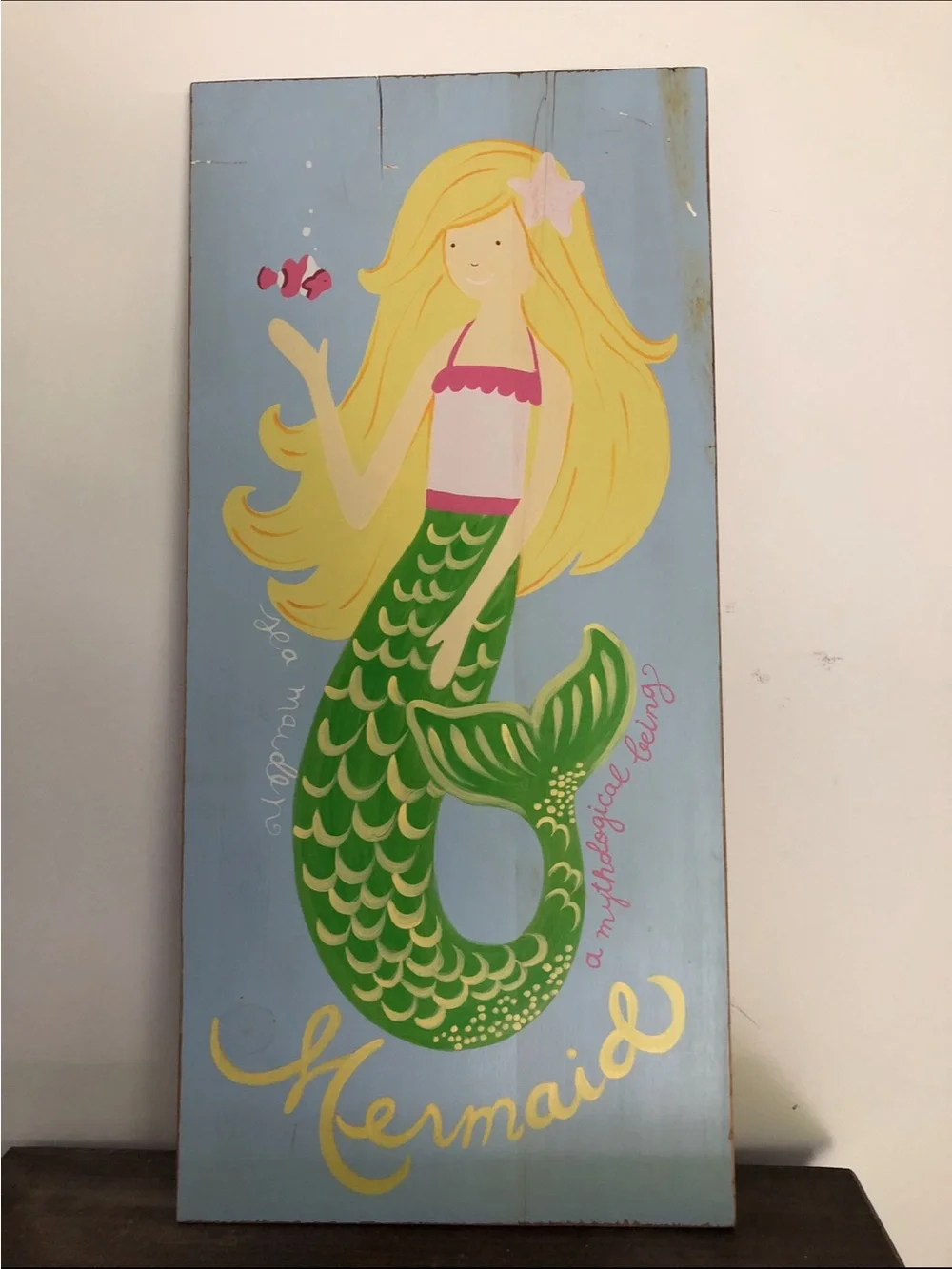 Pottery Barn Kids Mermaid Wall Panel - Blue, Green & Yellow